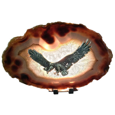 Agate Slab Statue - Pewter Eagle