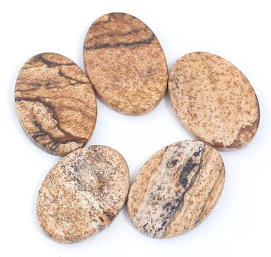 Stone Cab - Picture Jasper Ovals - 13 mm x 18 mm