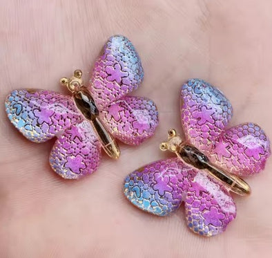 Acrylic Cab - Lacewing Butterfly - Pink & Blue