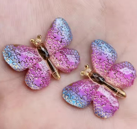 Acrylic Cab - Lacewing Butterfly - Pink & Blue