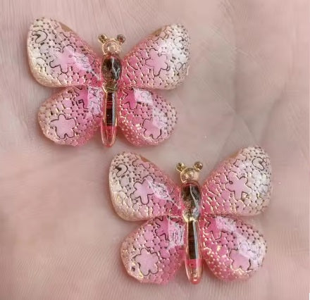 Acrylic Cab - Lacewing Butterfly - Pink & White