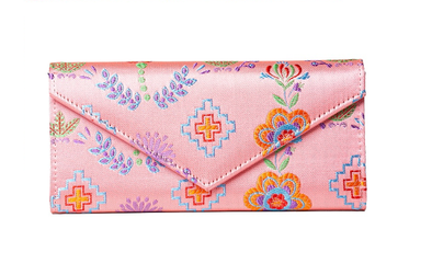 Brocade Wallet - Floral Pink