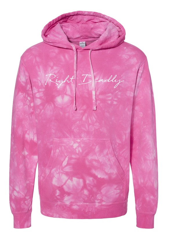 Hooded Sweatshirt - Right Deadly - Pink Tie Dye