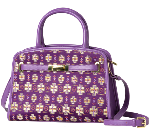 Jacquard Embroidered Purse - Purple