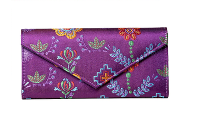 Brocade Wallet - Floral Purple
