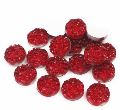 Acrylic Cab - Dark Red Geode Rounds - 12 mm