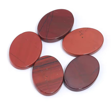 Stone Cab - Red Jasper Ovals - 13 mm x 18 mm