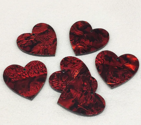 Shell Cab - Abalone Veneer Hearts - Red