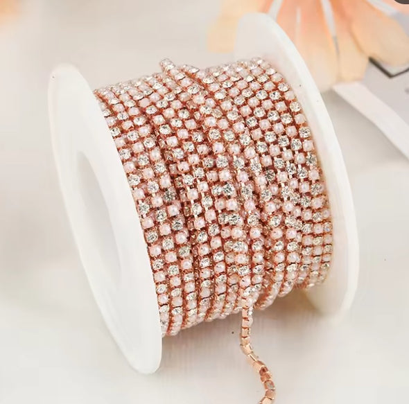 SS6 Metal Banding - Crystal & Pink Pearl Rose Gold