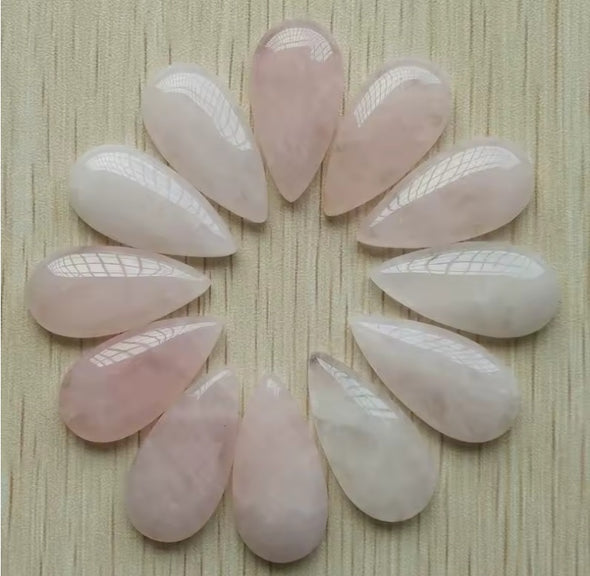 Stone Cab - Rose Quartz Teardrops - 30 mm x 14 mm