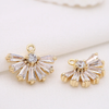 Metal Charms - Semi-Circle Cubic Zirconia Fans - Gold