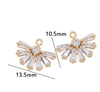 Metal Charms - Semi-Circle Cubic Zirconia Fans - Gold