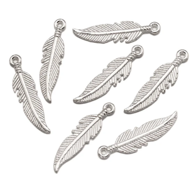 Metal Charms - Feathers - Silver 1 - 25 mm
