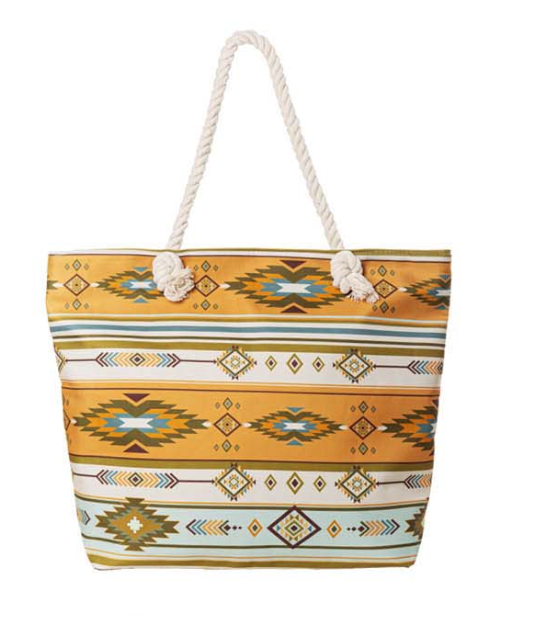 Woven Tote Bag - Southwest - Yellow