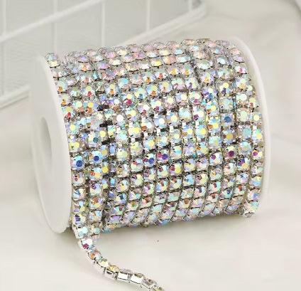 Fancy Metal Banding - SS28/6 mm - Crystal AB on Silver
