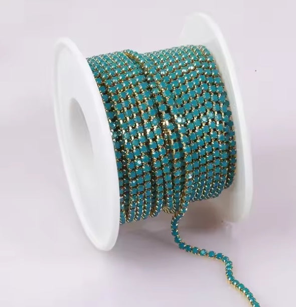 SS6 Metal Banding - Teal Blue Opal on Gold