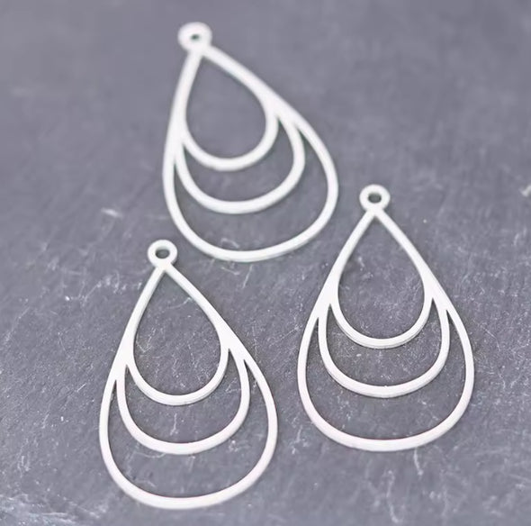 Jewelry Findings - Charm - Teardrop Loops - Silver
