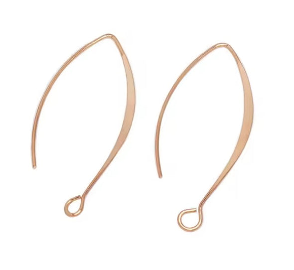 Earring Findings - Large V-Hooks - Champagne Gold
