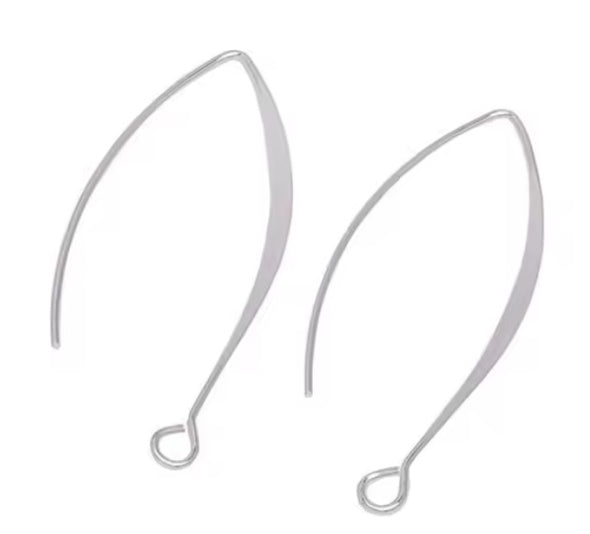 Earring Findings - Large V-Hooks - Silver