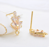 Stud Earring Posts - Cubic Zirconia Wheat Ears - Gold