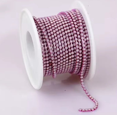 SS6 Metal Banding - White Opal on Rose Pink