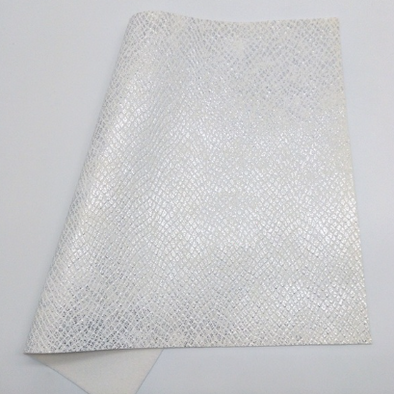 Leatherette/Vinyl Sheets - Embossed Snake Skin - White & Silver