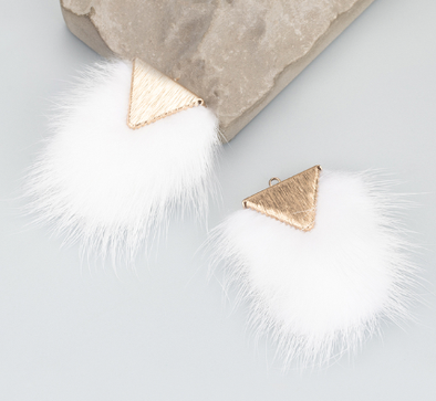 Fur Charm - 4.5 cm Rectangles - White