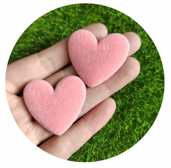 Acrylic Cab - XL Velvet Hearts - Blush Pink