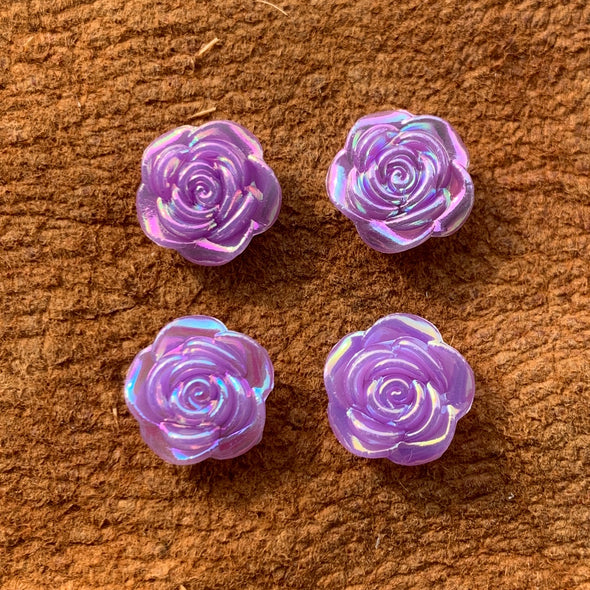 Acrylic Cab - Mini Roses - Purple AB