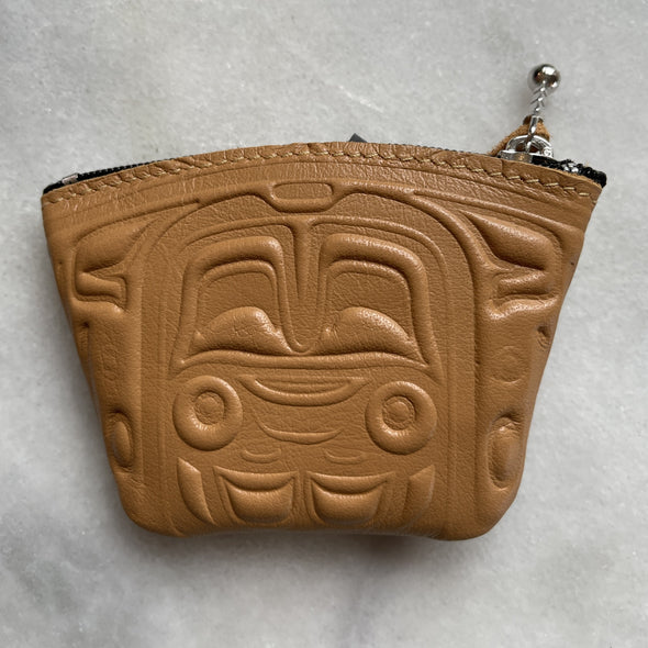 Leather Coin Purse - Bear Box - Saddle Tan