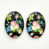 Glass Cab - Oval - Wild Roses on Black