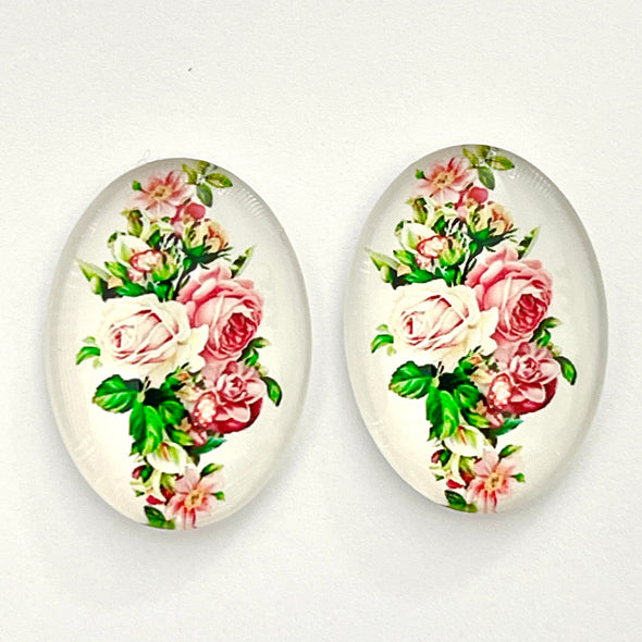 Glass Cab - Roses on White