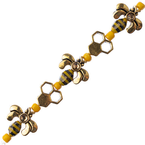 5" Bead Strand - Honeybees - Black & Antique Gold