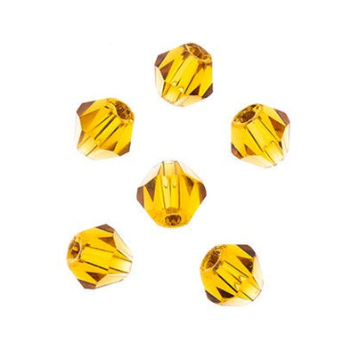 4 mm Crystal Bicone - Transparent Amber