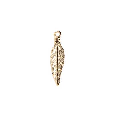 Metal Feather Charms - 25 mm Gold