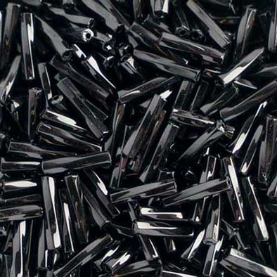 9 mm Twisted Bugle Beads - Black
