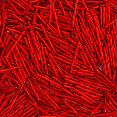 25 mm Twisted Bugle Beads - Light Red
