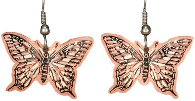 Copper Earrings - Etched Butterflies