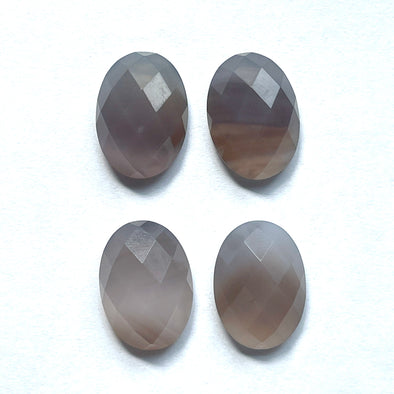 Stone Cab - Faceted Grey Agate Ovals - 13 x 18 mm