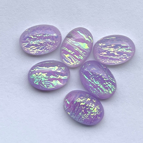 Acrylic Cab - Foiled Ovals - Purple