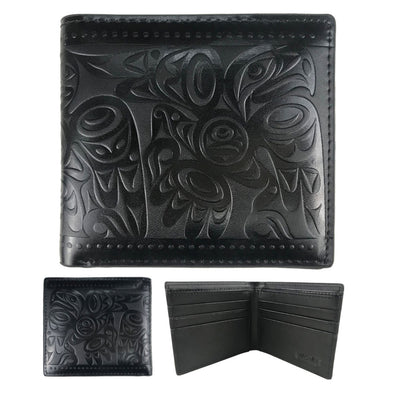 Bonded Leather Wallet - Salish Eagle - Black