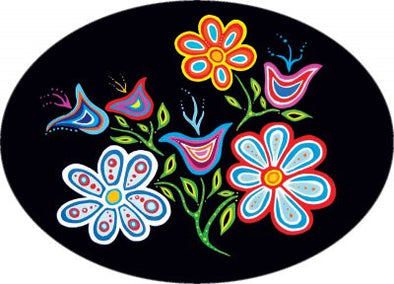 Oval Sticker - Happy Flowers
