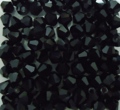4 mm Crystal Bicone - Black Opaque