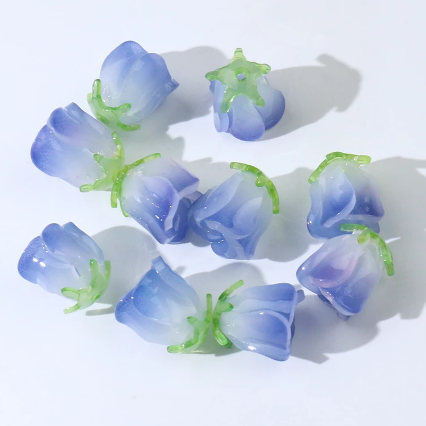 Acrylic Charm - 3D Flowers - Blue Roses