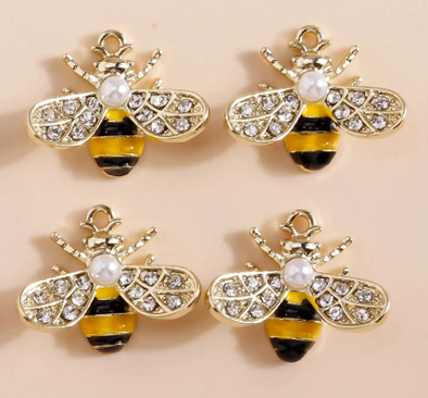 Metal Charms - 18 mm Crystal Honeybees