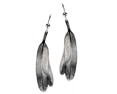 Silver Pewter Earrings - Eagle Feathers