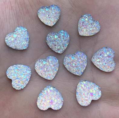 Acrylic Cab - Geode Hearts (Crystal AB)
