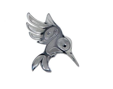 Silver Pewter Brooch - Hummingbird