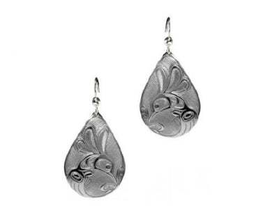 Silver Pewter Earrings - Hummingbird Teardrop