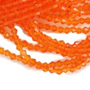 4 mm Crystal Bicone - Transparent Orange